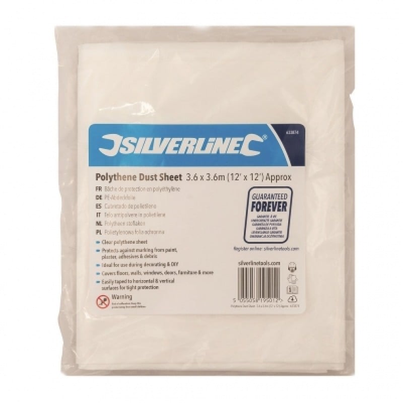 Silverline Decorators Polythene Dust Sheet 12 x 12 633874 Best deal ???? Silverline Tools Silverline Decorators Polythene Dust Sheet 12 X 12 633874 ???? -Everbuild Shop unnamed file 1284