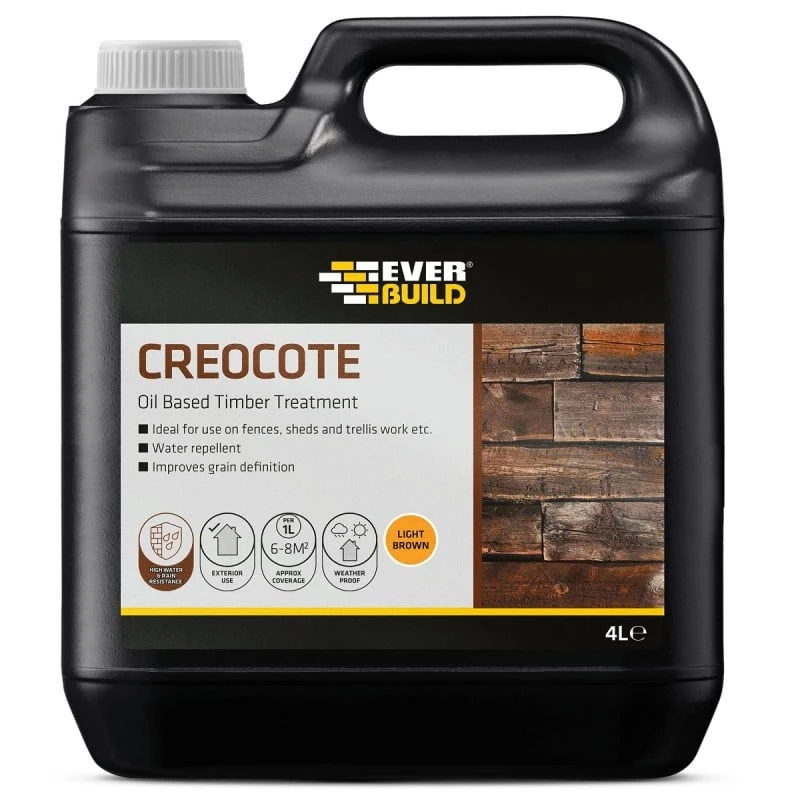 New ๐ Everbuild Creocote Timber Wood Stain Treatment 4 Litre Light Brown CREOLTBN4 ๐