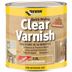 Brand new ⌛ Everbuild Quick Drying Clear Gloss Varnish 2.5 Litre WVARCLG2 ????