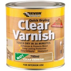 Brand new โ Everbuild Quick Drying Clear Matt Varnish 750ml WVARCLM07 ๐
