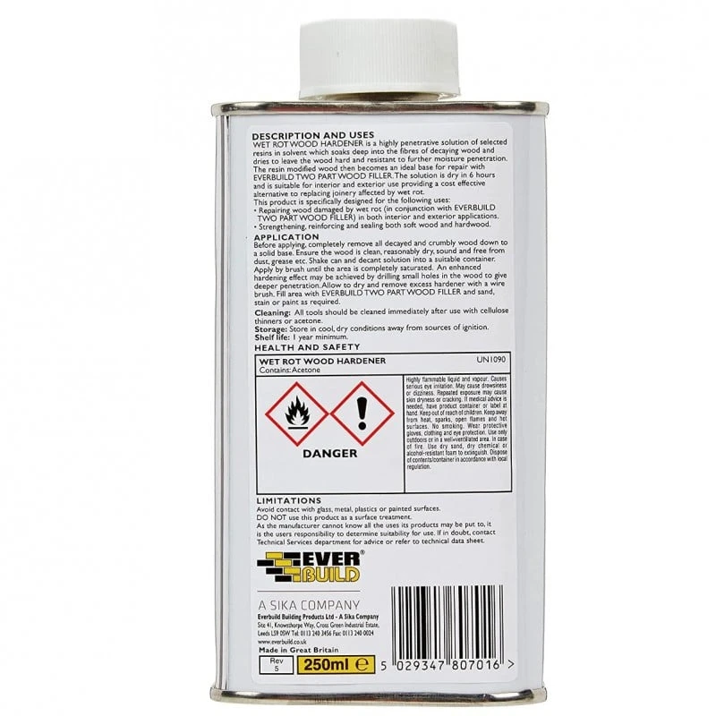Budget ๐ Everbuild WOODHARD2 Wet Rot Wood Hardener Treatment 250ml Tin ๐ฅฐ - Image 4