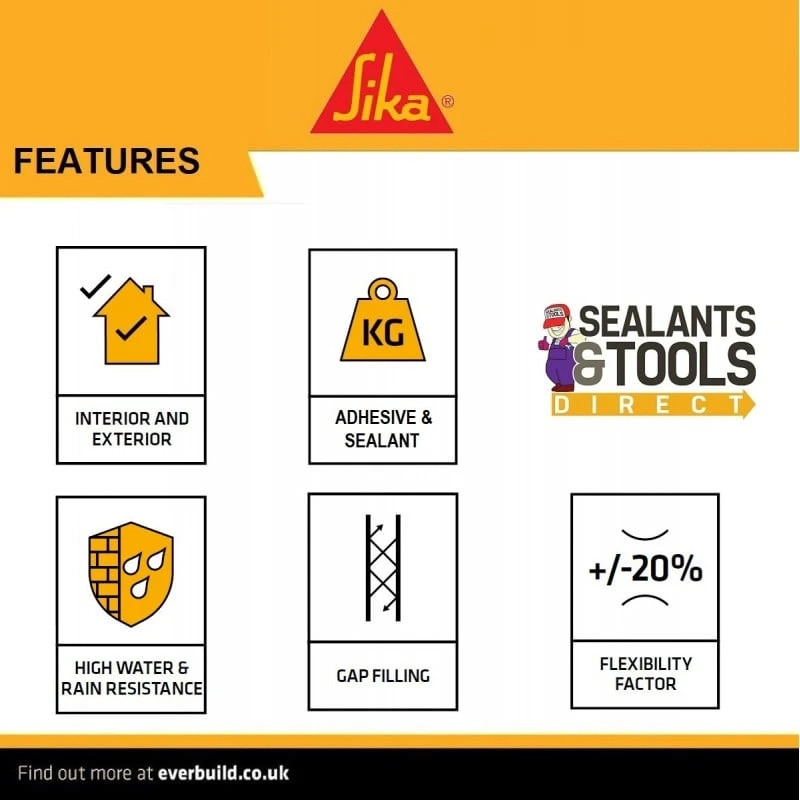 Deals 𧨠SIKA Sikaflex EBT Adhesive Sealant Beige Brown Black Grey White Clear π - Image 5